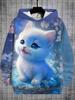 Girls Clothes Hoodies for Kids Cute Cartoon Cat Printed Hoodie Spring Autumn Casual Tops Fashion Sweatshirt Children's Clothing