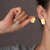 Korean Light Luxury Square Letter Earrings: Retro, Elegant 925 Silver for Women