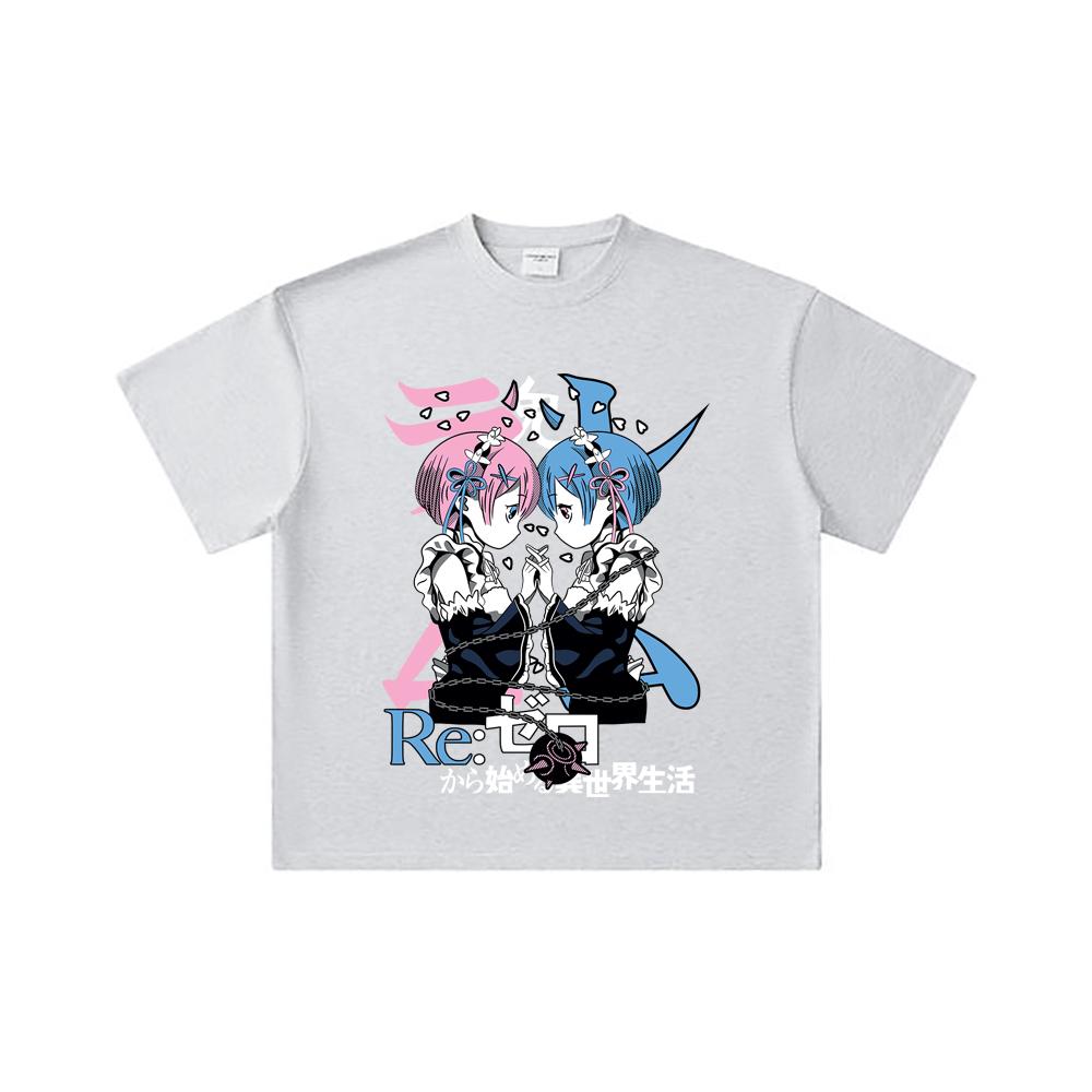 260 GSM Double Yarn 32 Count 100% Cotton ReZero V1 Print Unisex Heavy Cotton T Shirt