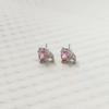 Sweet Pink Zircon Heart Stud Earrings for Women - High-End Jewelry
