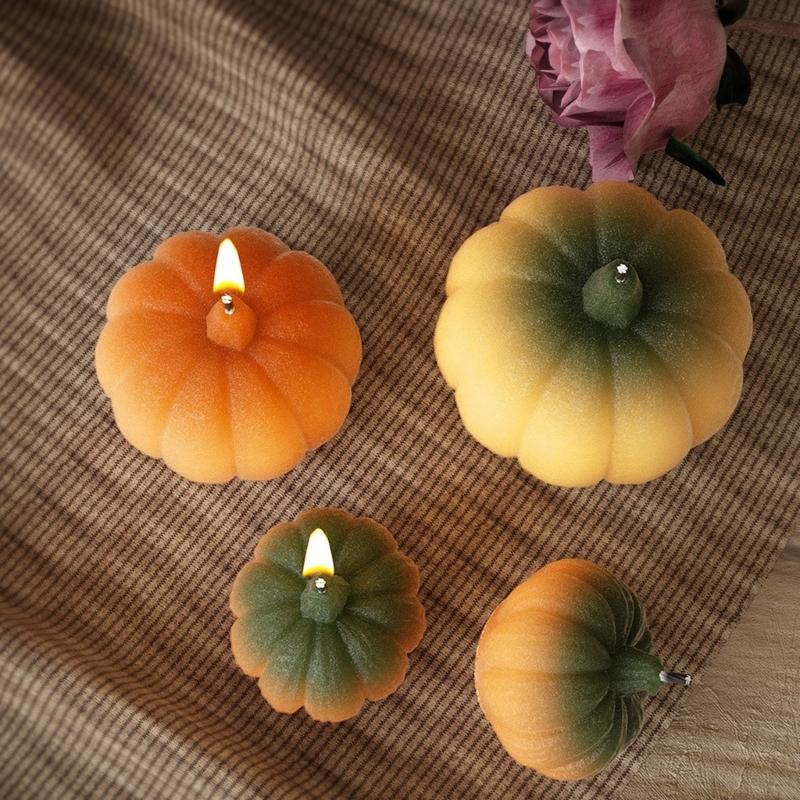 Pumpkin Shaped Candle Mold Gypsum Ornament Mould Home Decoration Molds Handmade Jewelry for Aromatherapys Enthusiasts