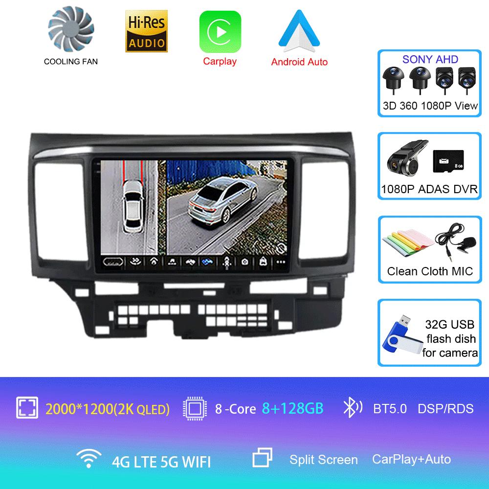 9Inch Android 14 For MITSUBISHI LANCER  10 X 2008 2009 2010 2011 - 2016 Car Radio Stereo Audio GPS Player Carplay Auto Screen