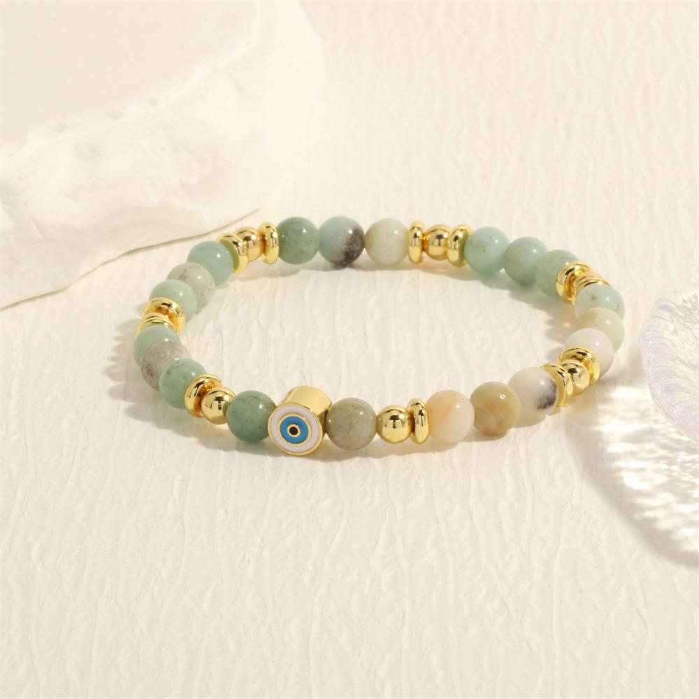 Stone Heart Bead Necklace & Gold Bead Bracelet Set