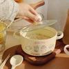 Cute Ceramic Double-Ear Noodle Bowl with Lid