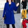 Korean Style Women Overcoat Fall Plus Size Warm Double Button Thick Lapel Long Sleeve Solid Color Female Coat