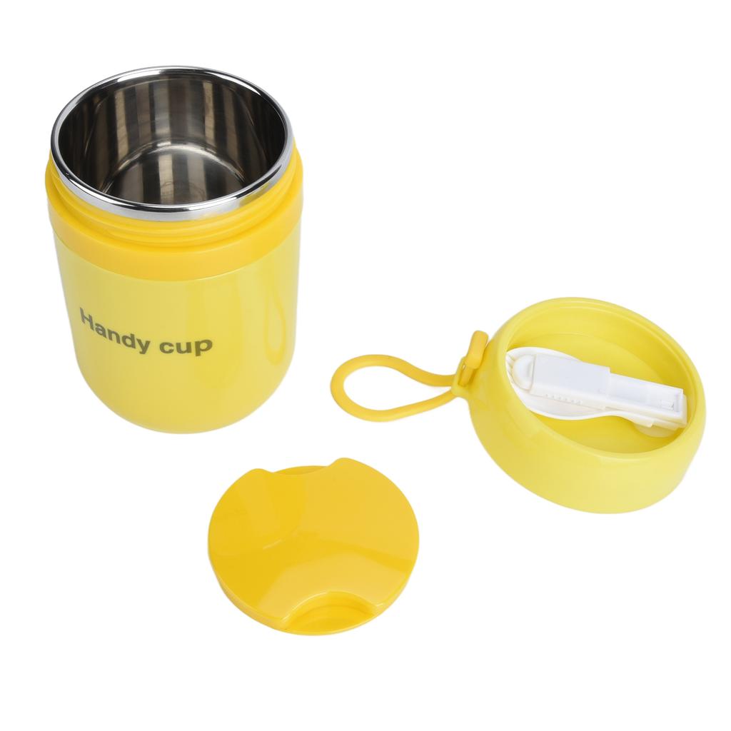 Insulated Soup Containers 500ml Double Anti Scald Heatable Insulated Food Container with Foldable Spoon for School