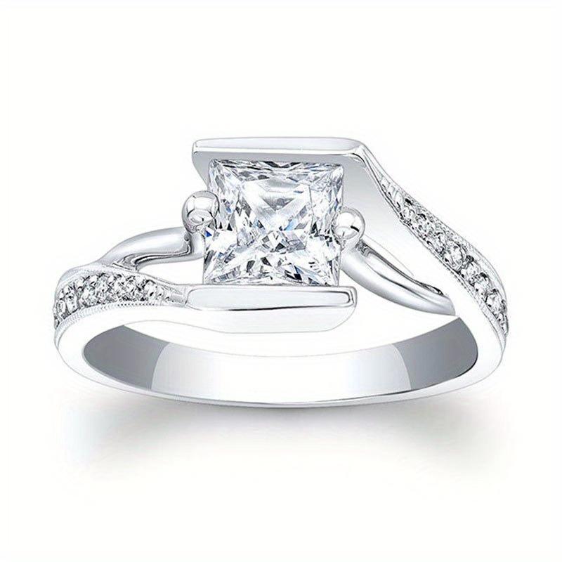 1pc Bague Mode Créative Simple Carrée Zircon Synthétique Bague Mode