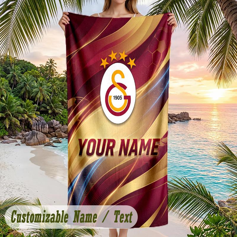 Beach Towel Galatasaray FC Print Custom Name Text Soft Towel for Swimming Pool