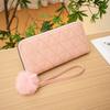 New fashionable medium and long embroidered rhombus women's wallet multi-card clutch bag