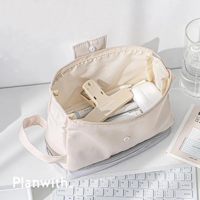 Double-layer Storage Pen Case Simple High Appearance Level Large Capacity Niche Stationery Bag School Supplies Desk Accessories