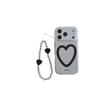 Korean-Style Black Heart Mirror Phone Case for iPhone 15/16/17/17 Pro Max (Female)