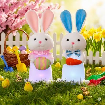 1/2 PIÈCES Mignon Lapin LED Lumineux Décoration pour Pâques Poupée Lapin Lumineuse pour Décoration de Bureau Cadeaux de Fête pour Enfants