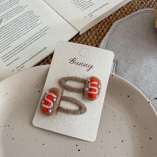 Wool Felt Cartoon Bread Slices Biscuits BB Clip Cute Bangs Side Clip Hairpin Funny Hair Clip Children's Hair Accessories
