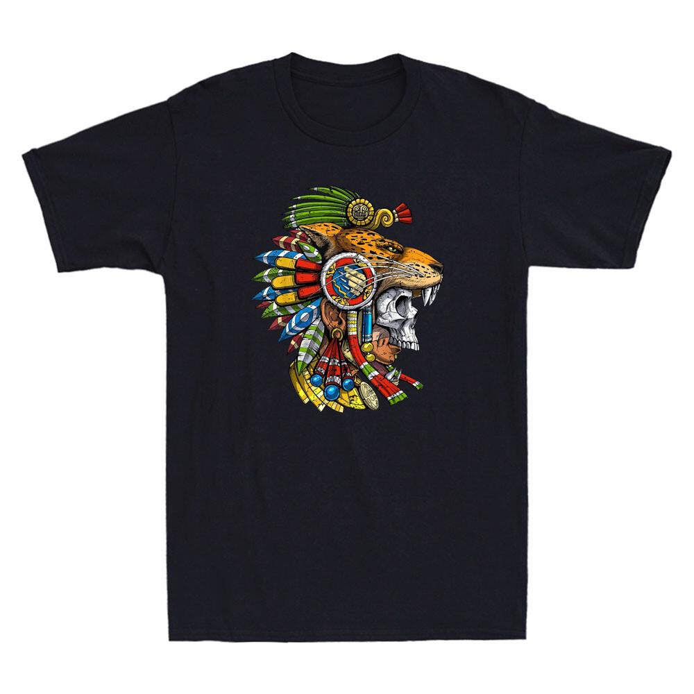 Skull Jaguar Warrior Aztec Mask Ancient Mayan Mythology Vintage Unisexs Tshirt S