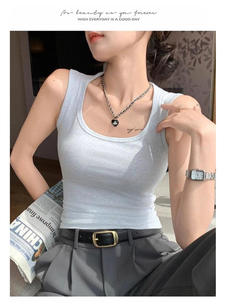 Women's Cotton Y-Back Tank Top - Versatile, Slimming, Casual Wear Camisole for Spring and Summer