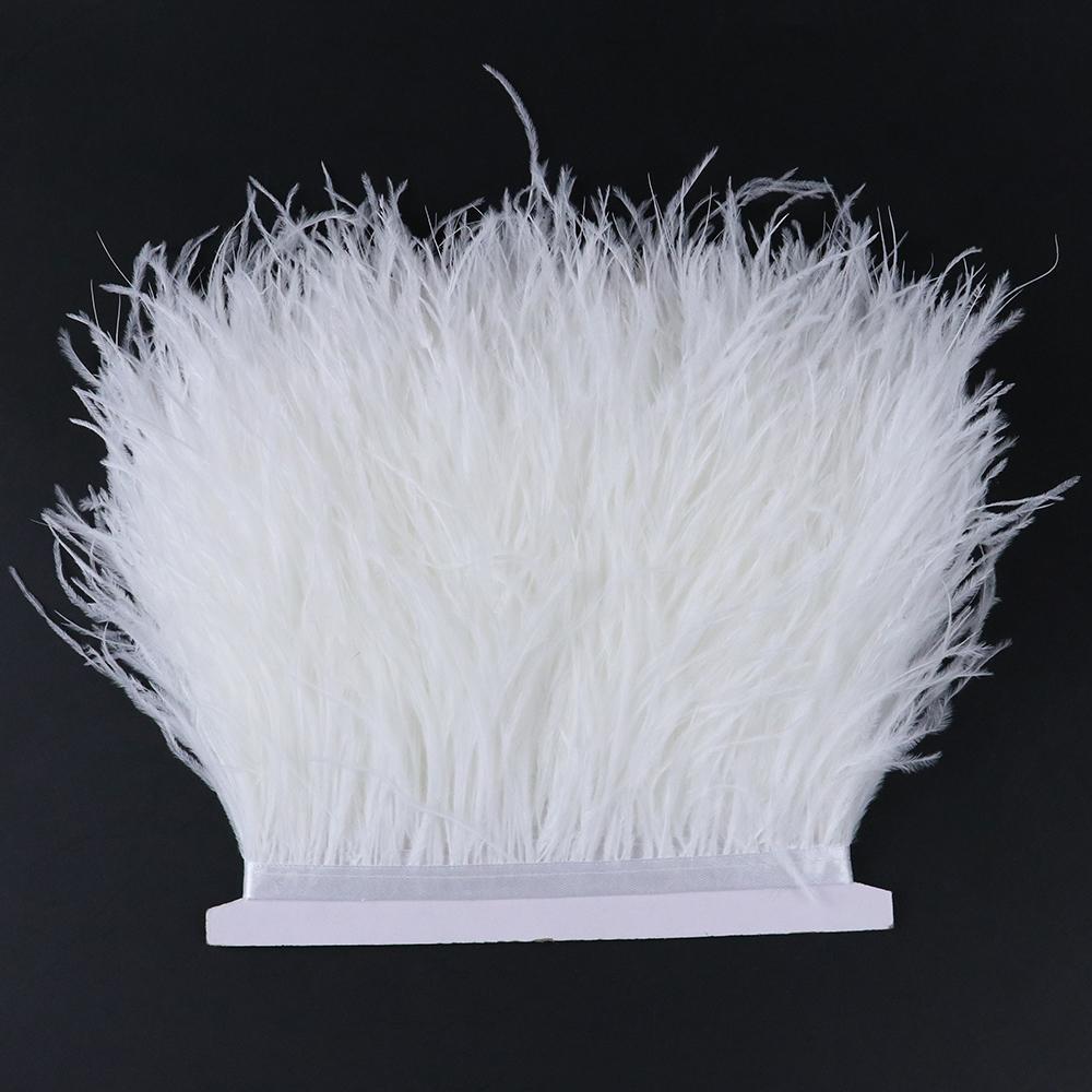 1 Meter Ostrich Feather Trim Trimming Natural Ostrich plumage Fringe Ribbon Lace for Wedding Party Dress Sewing Decoration plume