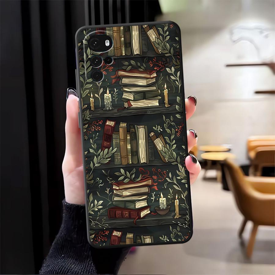 

Cartoon Bookshelf Print Phone Cover Case for Motorola Moto G51 G73 Edge 20 Pro 30 Lite G53 G30 G32 G60s G50 G22 Edge40 G71 G52 Motorola Edge 40 Pro
