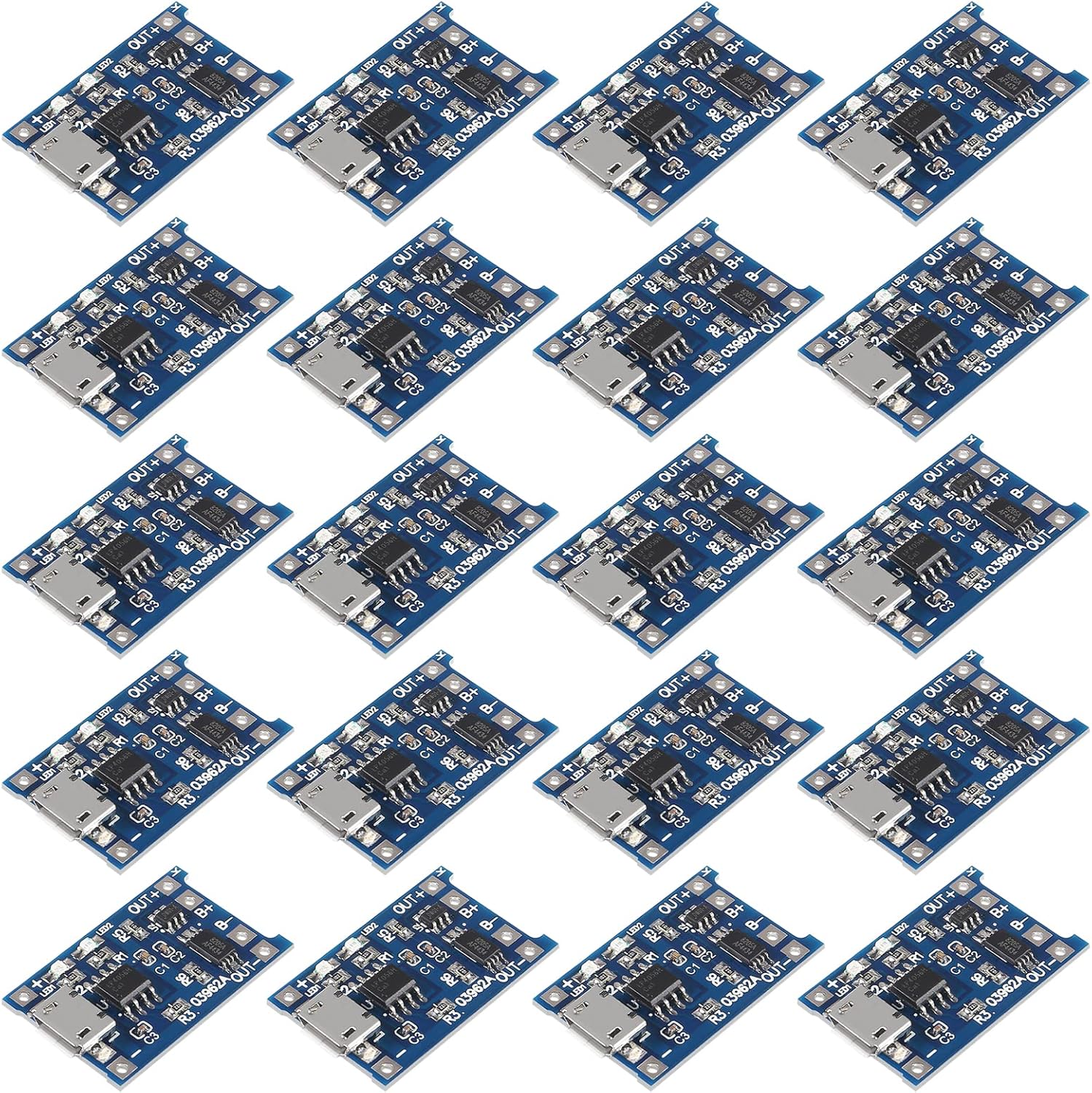 

20 шт. Плата зарядки акумулятора Micro USB TP4056 Модуль заряджання літієвої батареї Плата зарядки із захистом 5 В 1 А Подвійні функції