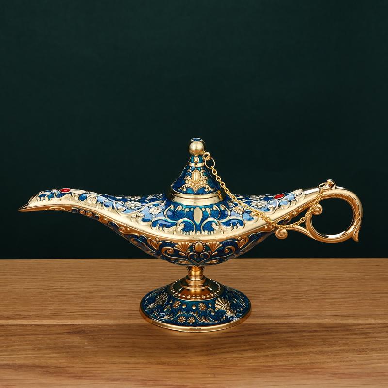Aladdin Lamp Vintage Home Decor Southeast Asian Craft Luxury Creative Study Wish Light Russian Ornament