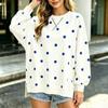 Damen Freizeit Pullover mit langen Ärmeln und Polka-Dot-Muster, lockere Passform