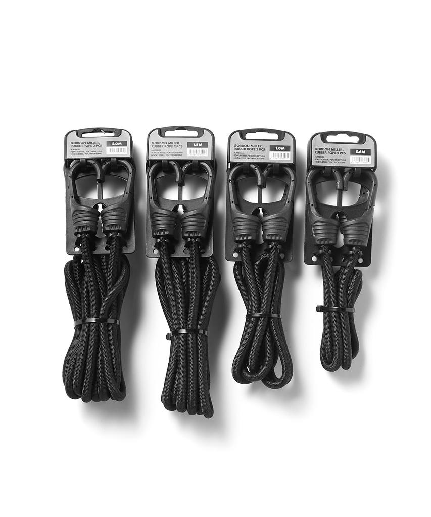 GORDON MILLER 33300 Rubber Rope for Cars with Hooks 0.6 m x 2 Piece Set, Black