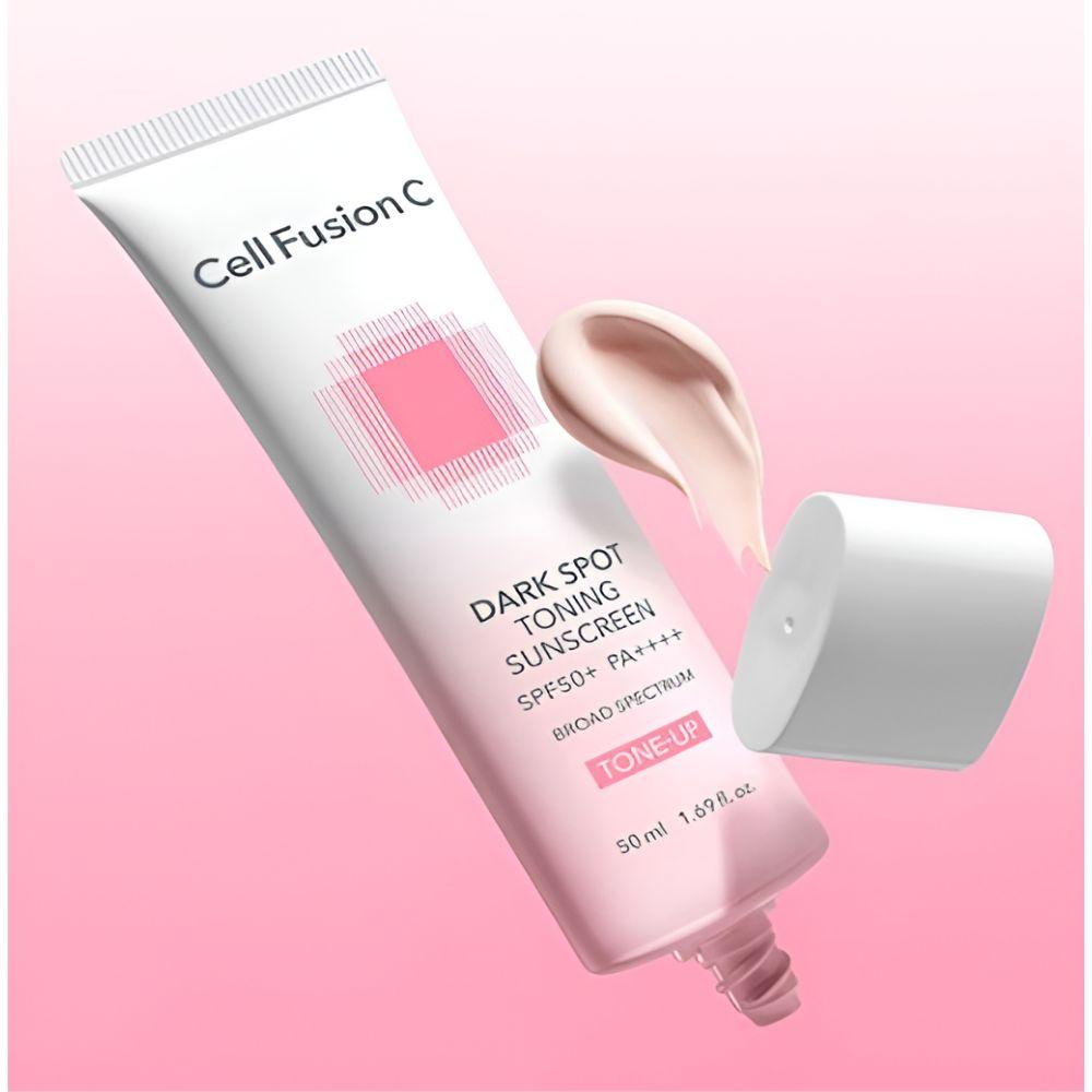 Cell Fusion C Dark Spot Toning Sunscreen SPF50+ PA++++ Brightening Tone-Up Sun Cream Set 50ml + 35ml