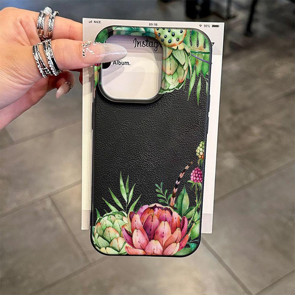Vintage Floral Phone Case For Iphone 17 16 Plus 15 Pro Max 11 13 12 14 17E 16E Thin Shockproof Bumper Cover Fundas