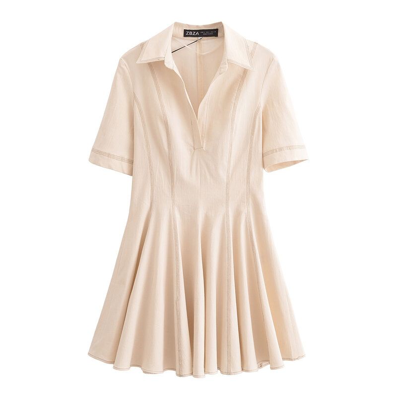 Fashion Style 2024 Autumn New Arrival Women's Easiest for Match String Decoration Polo Shirt Collar Dress Short Skirt 8795653
