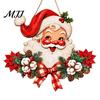 Retro Style Wooden Sign Christmas Door Hanger, Santa Claus Front Wall Plaque, Holiday Seasonal Decor for Entryway Mantel Corridor Decor,
