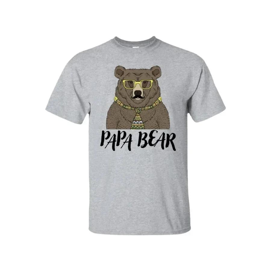 Fashion Design Papa Bear Fathers Day Gift TShirt Summer Cotton Short Sleeve ONeck Unisexs T Shirt New S3XL