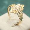 Exquisite Inlaid White CZ Women's Ring Dazzling Gold Color Hand Carving Daily Wear Party Jewelry Anniversary Gift