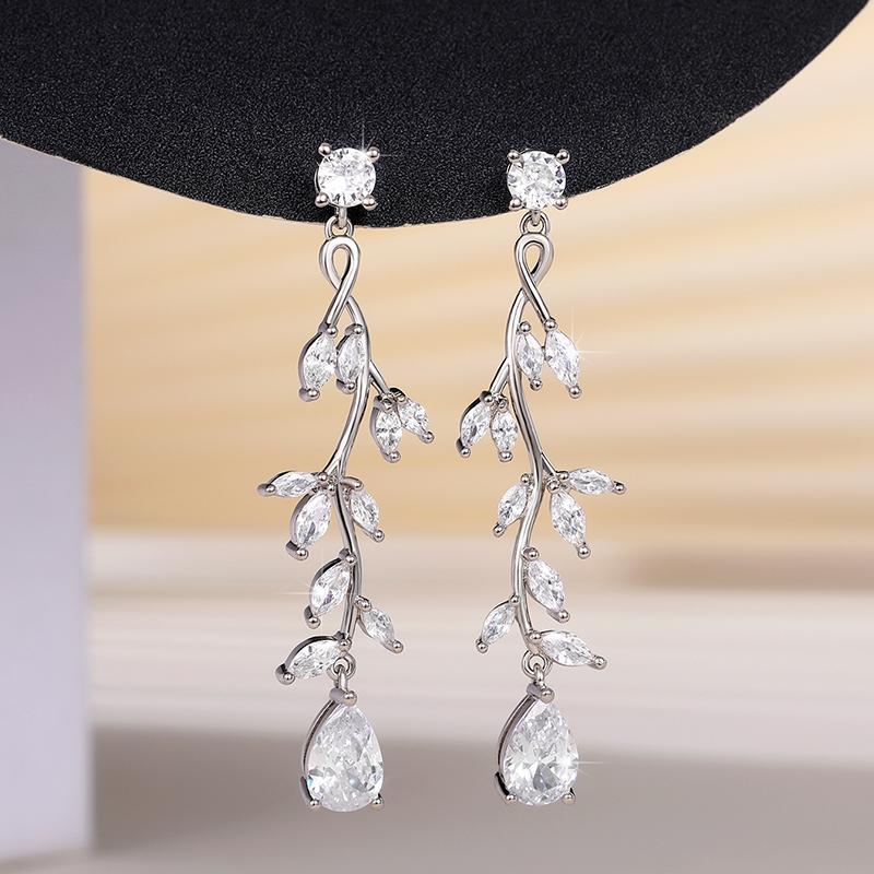 

Huitan Эстетичные висячие серьги для женщин, серьги-подвески с кубическим цирконием в форме листа, свадебная вечеринка, новая мода, циркон, подарки