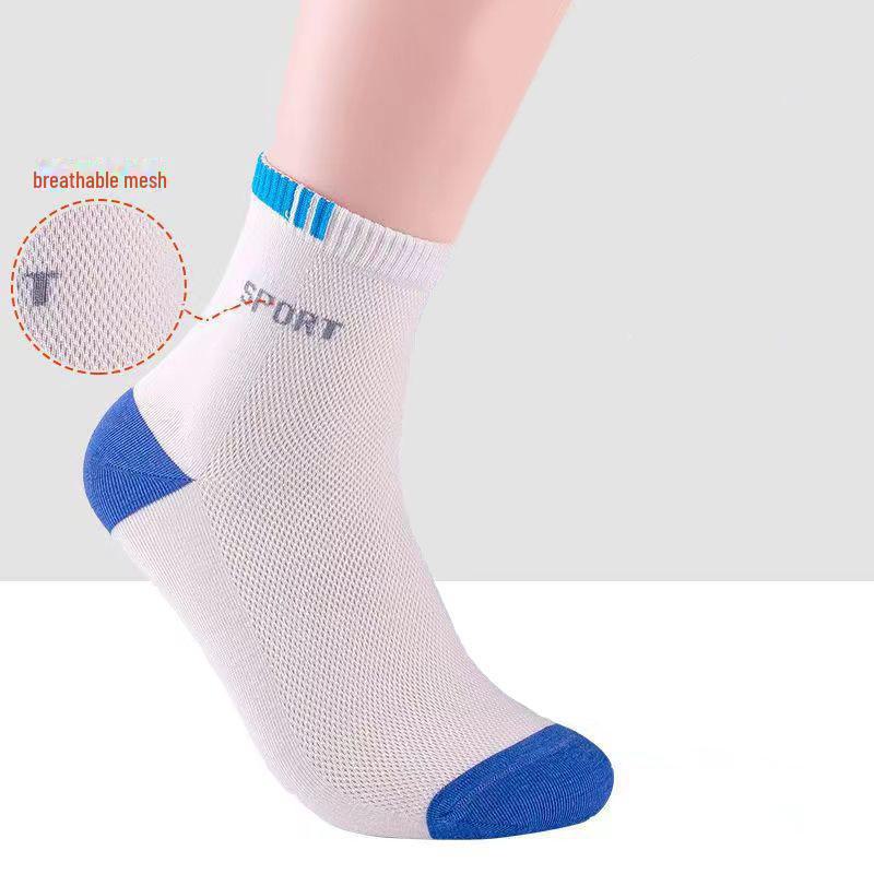Men's Korean Style Sports Socks: Mid-Tube, Solid Color, Deodorant, Sweat-Absorbent, Breathable, Casual Socks for Spring and Autumn.