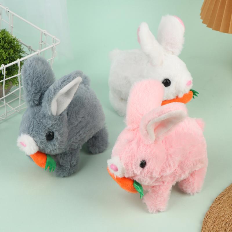 1Pcs Electronic Plush Bunny Toy Interactive Simulated Rabbit Doll Non-Toxic Soft Material for Kids Easter Birthday Party Favor