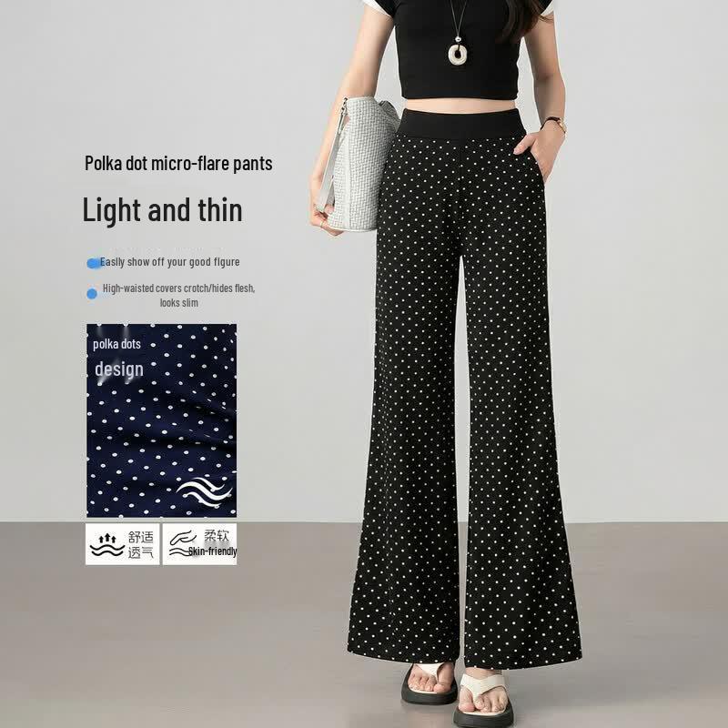 Handu Yishe Women s Korean Style Polka Dot Flare Pants L