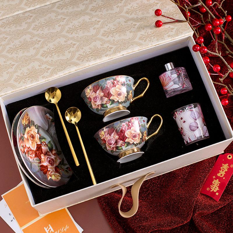 Exquisite English Rose Teapot & Coffee Cup Set for Afternoon Tea