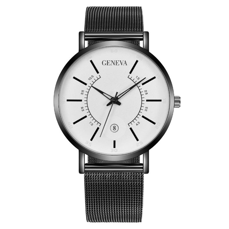Blue Needle Calendar Geneva Fashion Men's Watch Men's Watch Mesh Strap Quartz Watch