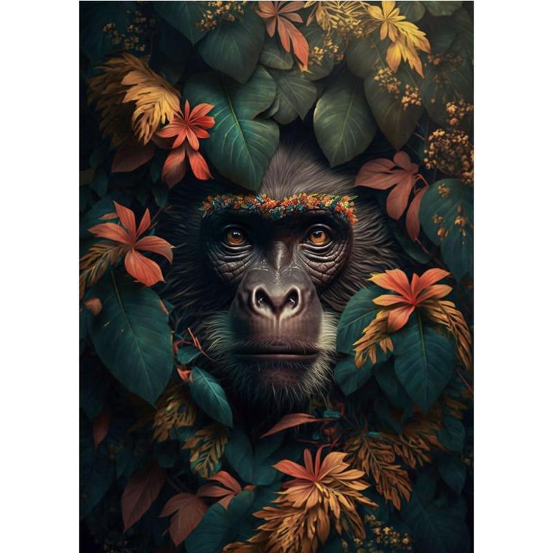 

Портреты животных в джунглях, холст, картина, постер с печатью, лев, волк, обезьяна, хамелеон, винтажное настенное искусство для гостиной, 21*30cm No Frame