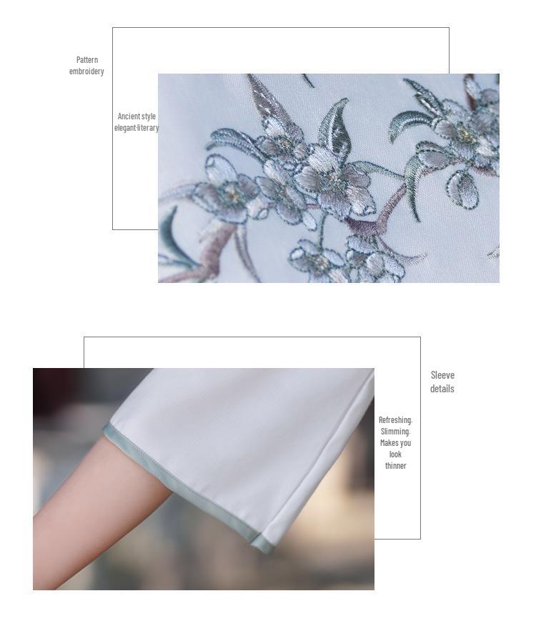 Wiosna/Lato 2025 Retro Chiński Styl Haftowana Bawełna Len Garnitur Tang Qipao Top