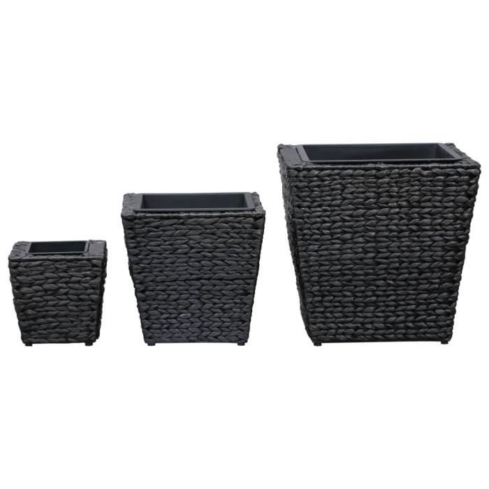 Ensemble de jardinières surélevées en jacinthe d'eau - vidaXL - Noir - 40cm, 30cm, 20cm