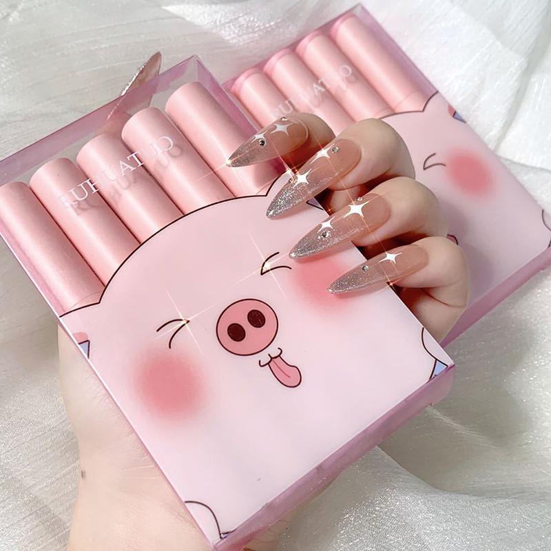 

5 цветов Набор глазури для губ Студенческая Невыцветающая чашка с антипригарным покрытием Бархатная матовая белая помада Блеск для губ