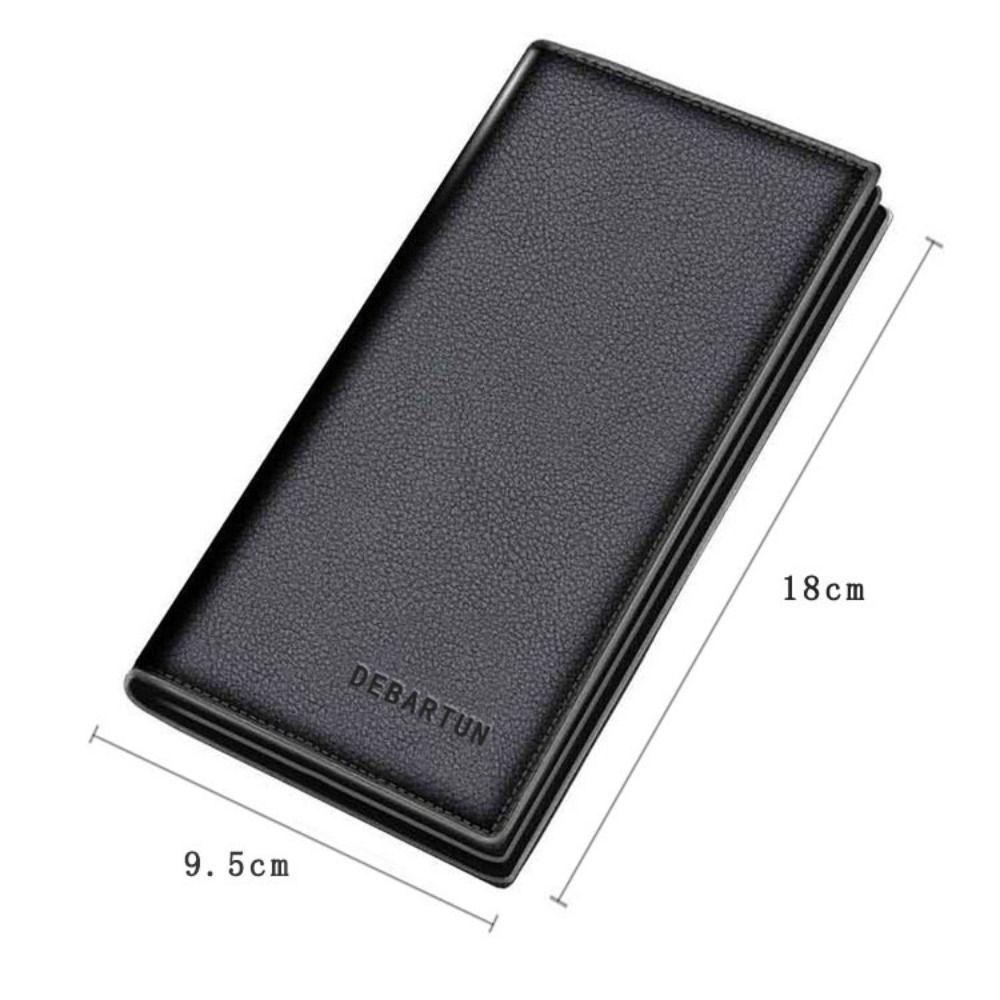 New PU Leather Long Wallet Multiple Slots Thin Card Holder Card Bag Men