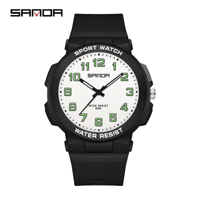 Sanda Unisex Luminous Quartz Watch: Trendy, 50M Waterproof, Ideal for Students and Sports.