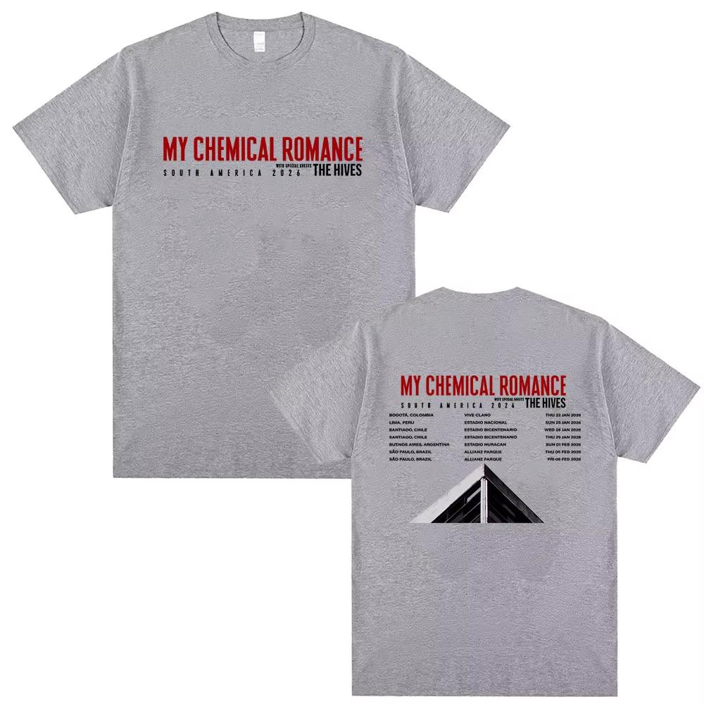 

My Chemical Romance South America Tour T-shirts Men Women Gothic Punk Band Oversized Streetwear Cotton T Shirts 3XL