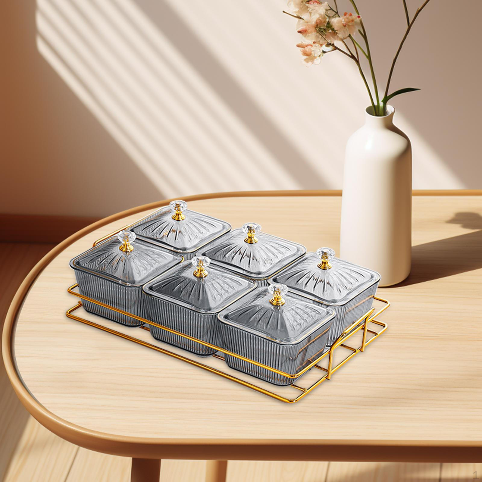 

6 разделенных мисок для сервировки закусок, разделительная тарелка для десерта, тарелка для закусок серый