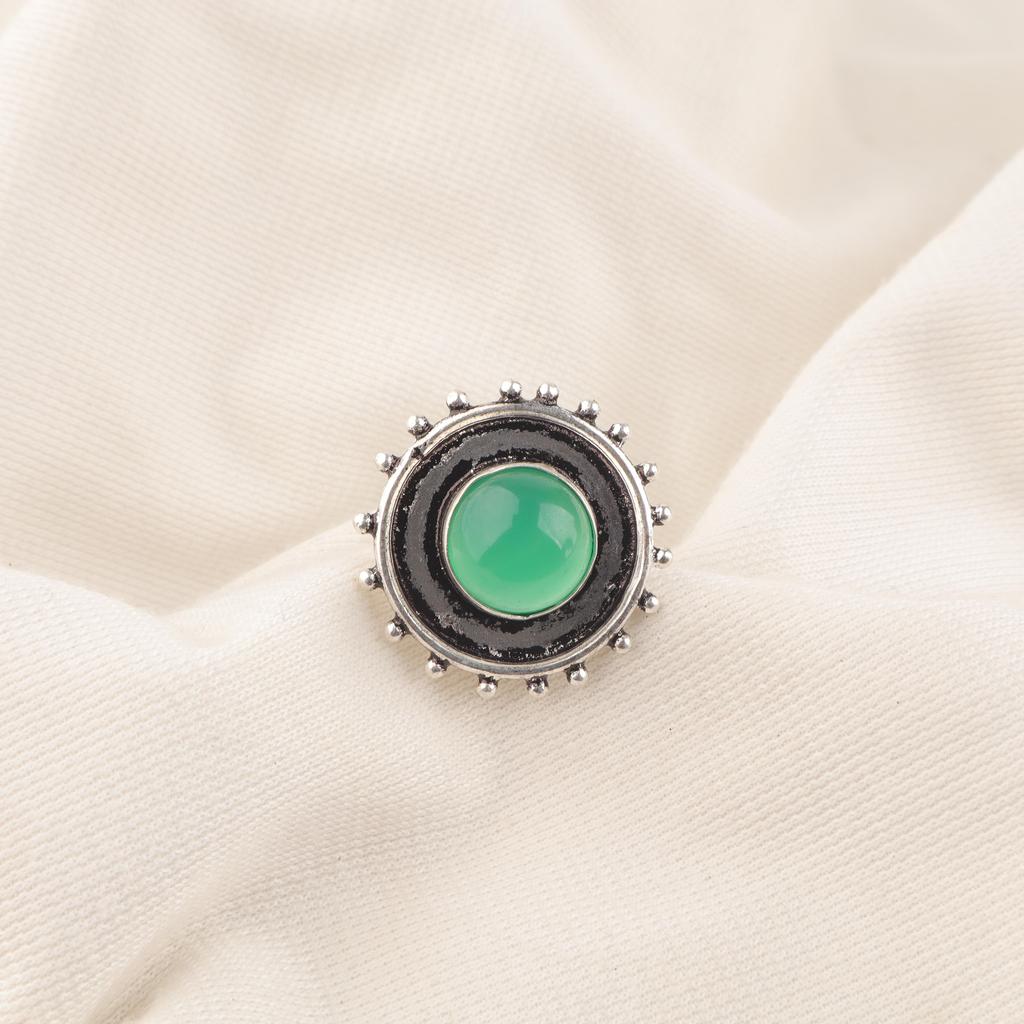 Green Onyx Cab Ring Jewelry, Handmade Spiritual Gemstone Jewelry , 925 Sterling Silver Ring Handmade, Beautiful Silver Jewelry For Wedding Gift