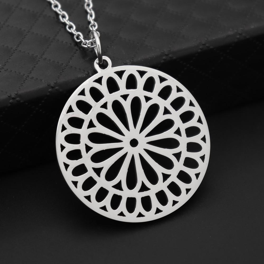 Pendant Necklace Mandala Pendant Flower Charm Flower Necklace