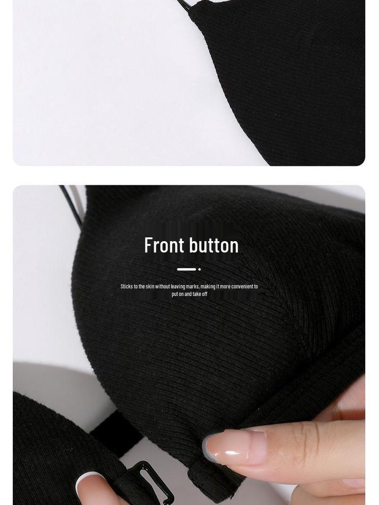 Women's Sexy French Triangle Cup Front Closure Bra Set with Thin Straps and Beautiful Back Design