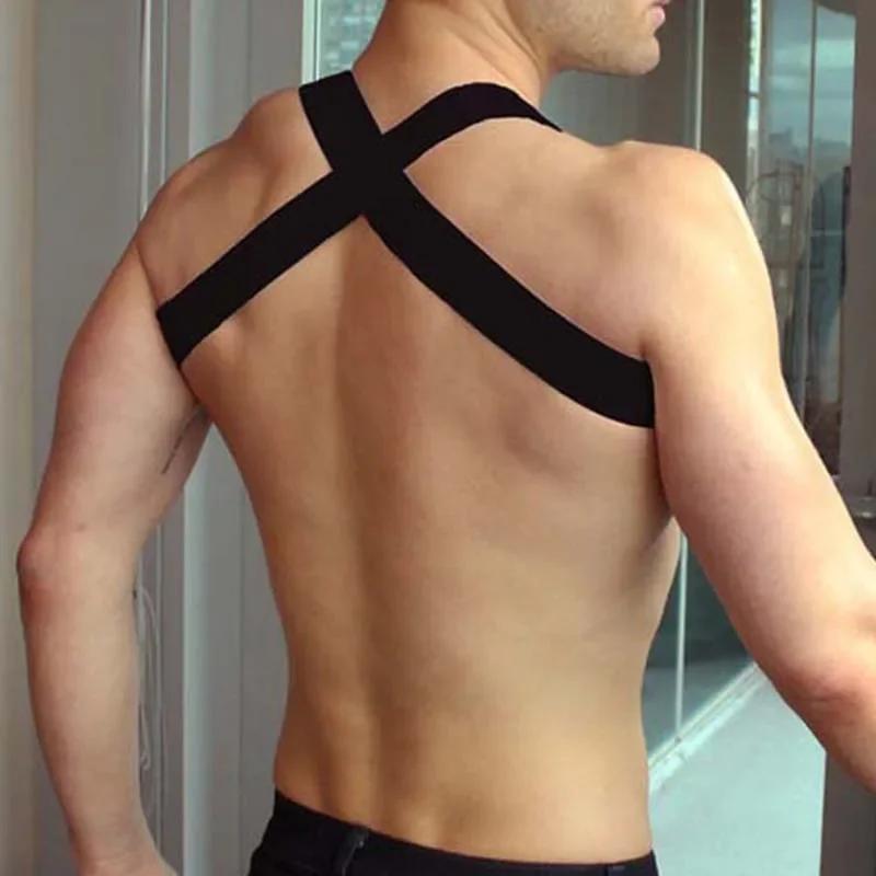 Man Harness with Chain Bondage PU Fetish Leather Men Lingerie Body Harness Men Male Gay Harness Chest Bondage Top