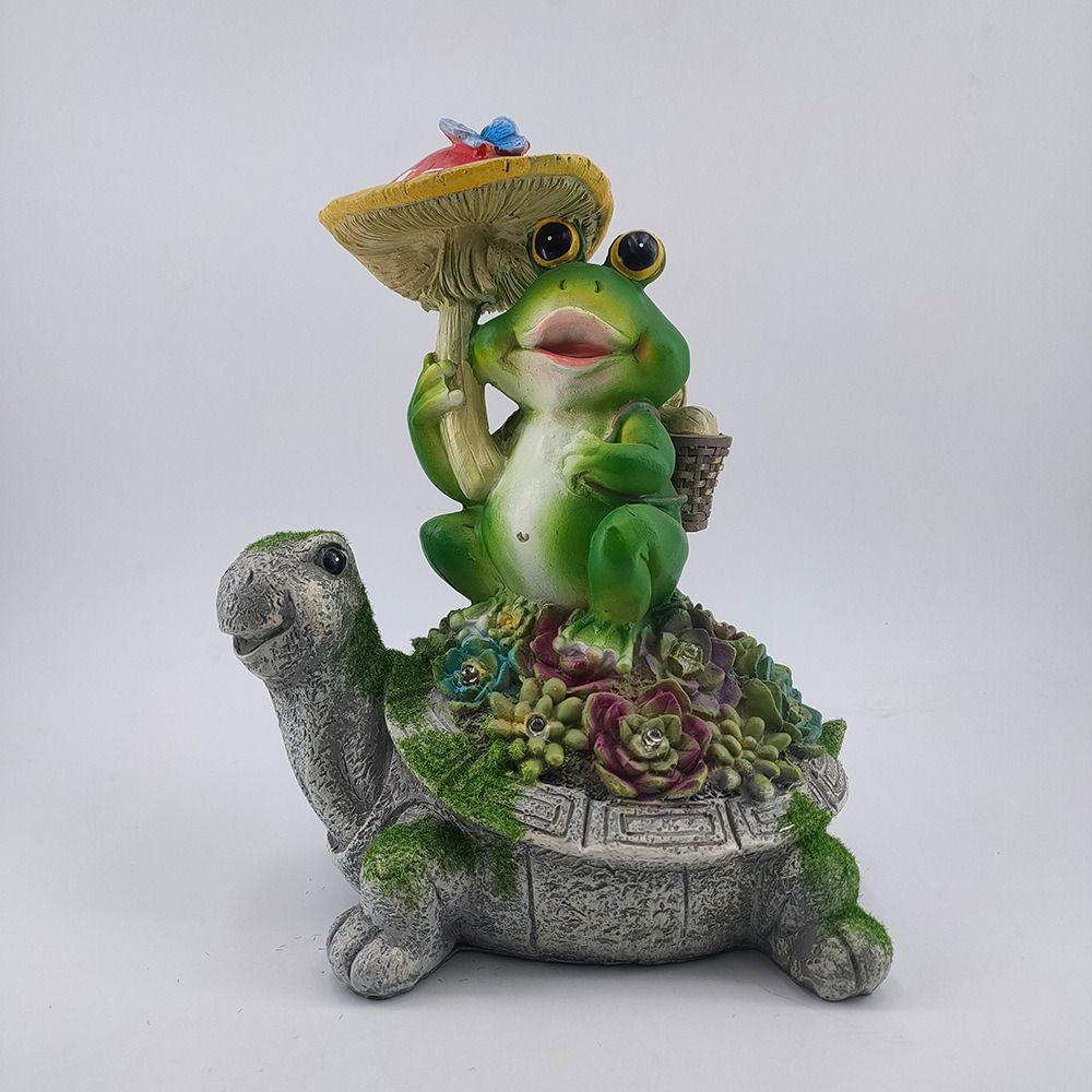 

Фигурки животных в виде черепахи, садовые фигурки в виде лягушек, праздничные подарки, солнечные садовые украшения, стол зелёный